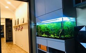 Nový apartmán v Ostravě u Mišky s akváriem a výhledem z balkonu na Beskydy